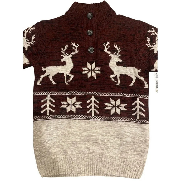 Amongst Others Reindeer Sweater Christmas Burgundy Tan Winter Men’s Medium - Picture 1 of 7